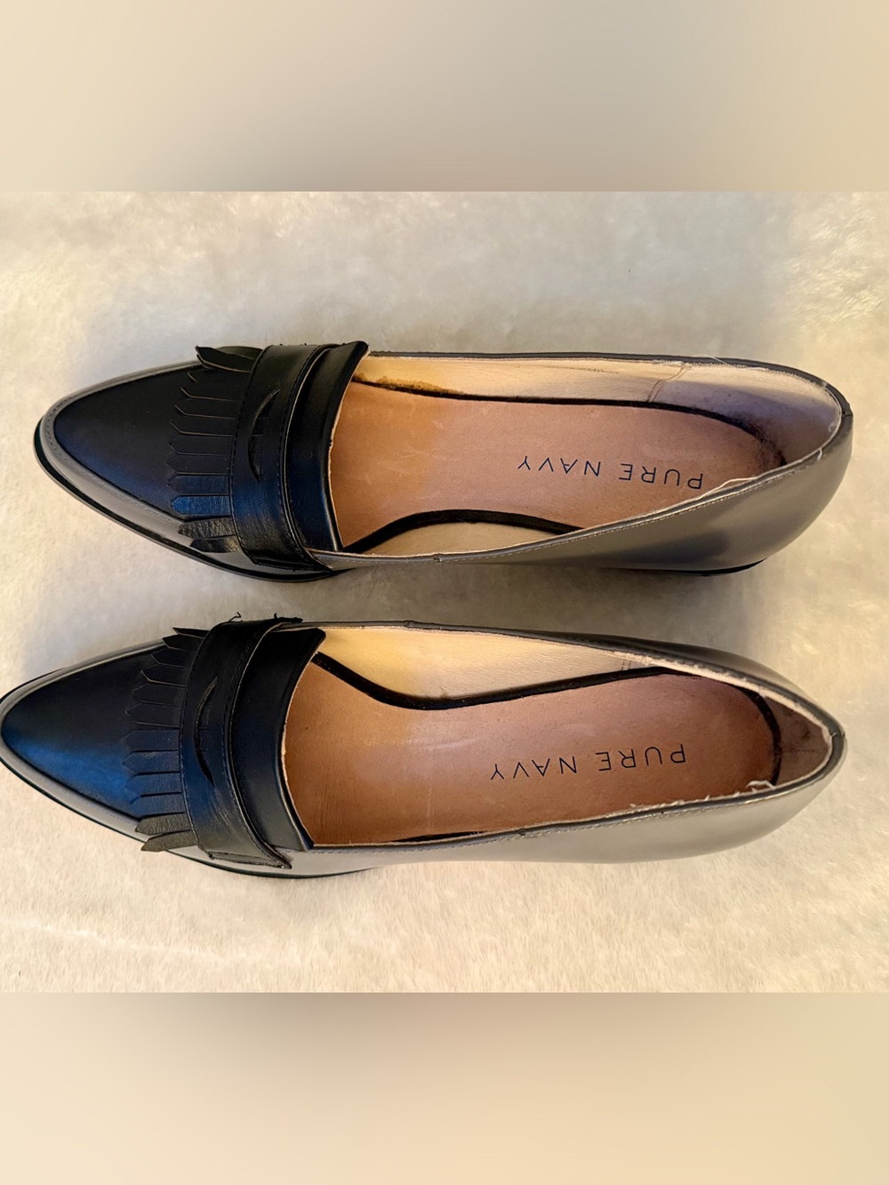 Pure Navy Harley fringed penny loafers in two tone Gray and Black. Never worn